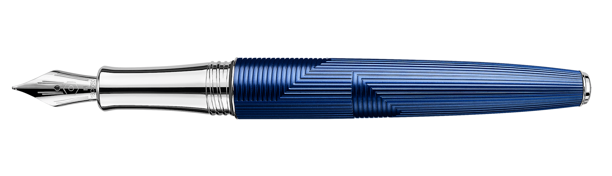 CARAN D'ACHE Stylo Plume, Léman Bleu Marin Argenté/Rhodié - Bec M