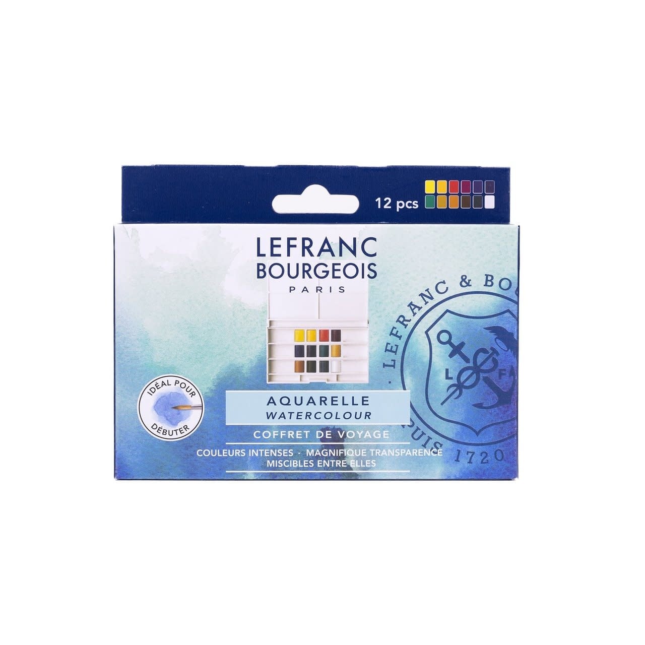 LEFRANC BOURGEOIS Boite Plastique Fine Aquarelle 12 1/2 Godets