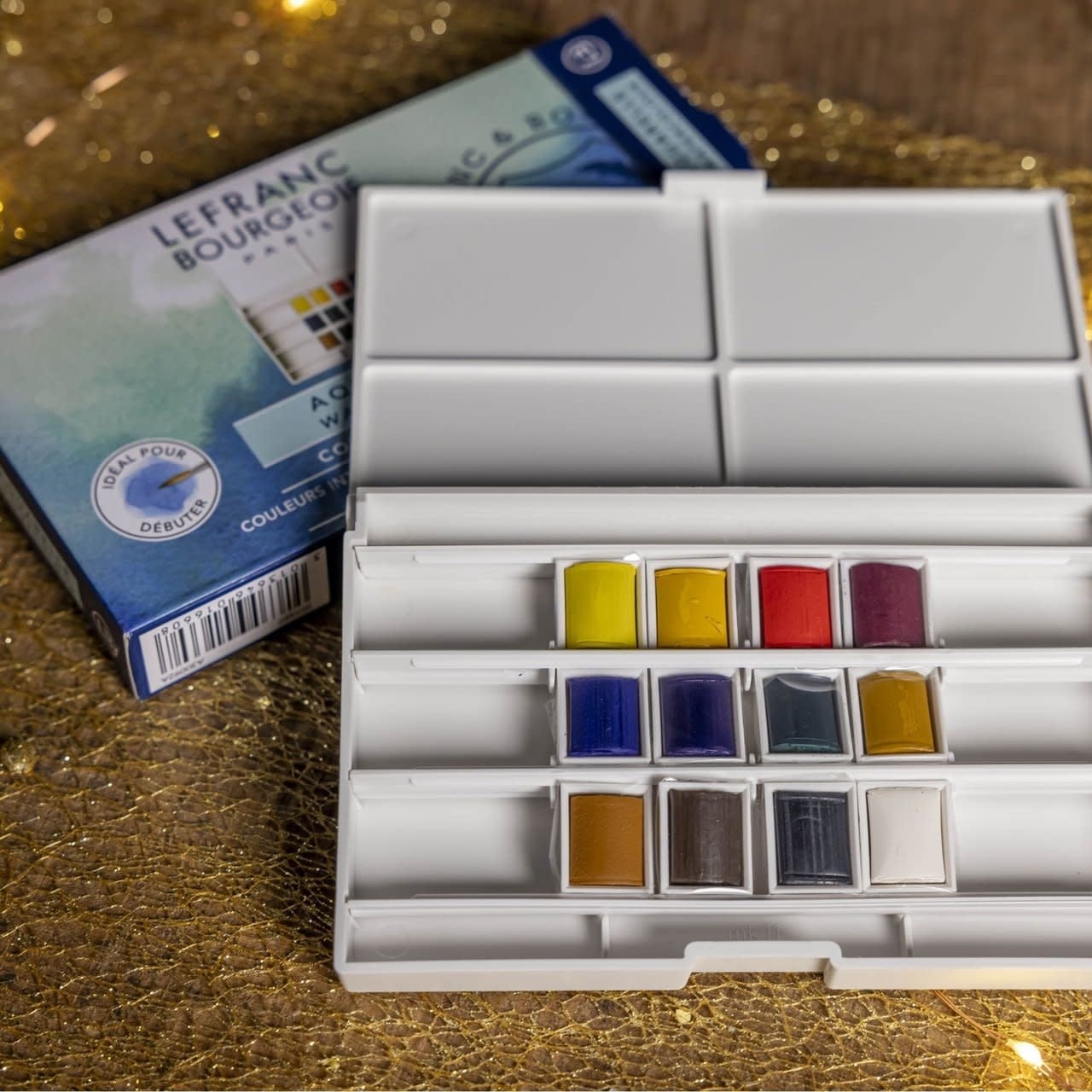 LEFRANC BOURGEOIS Boite Plastique Fine Aquarelle 12 1/2 Godets