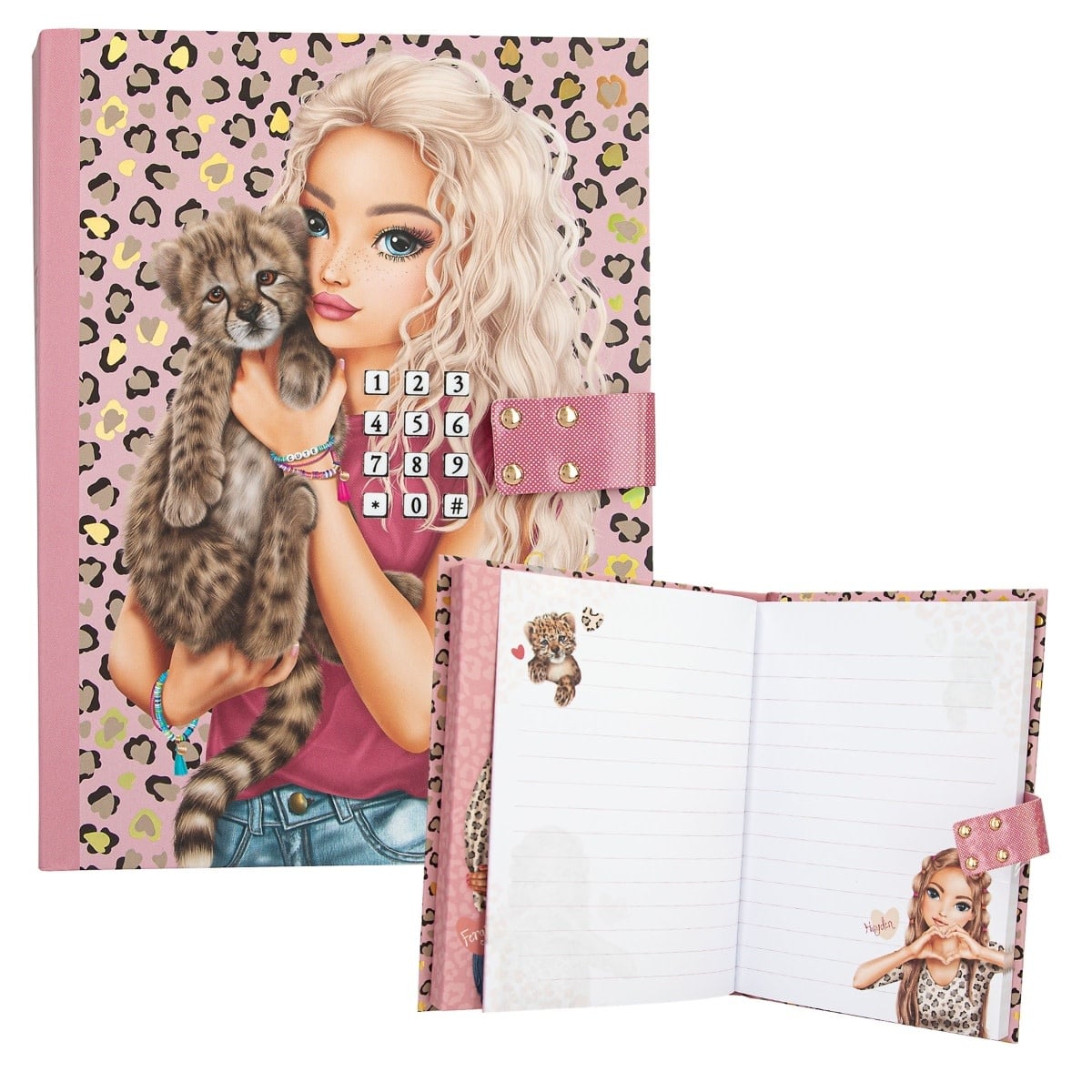 TOP MODEL Journal intime à code secret avec son LEOHEART 20,5x15cm 80p