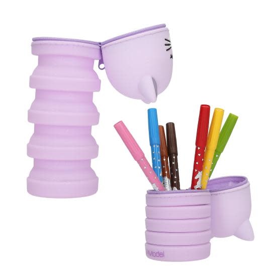 TOP MODEL Trousse en silicone chat – BLOOMING KITTY 13cm couleurs alèatoires