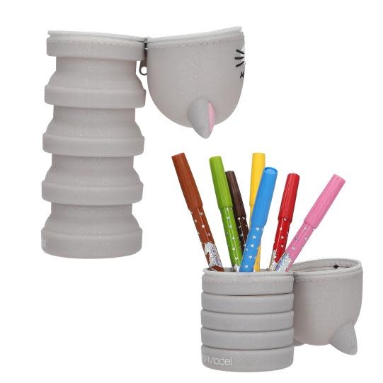 TOP MODEL Trousse en silicone chat – BLOOMING KITTY 13cm couleurs alèatoires