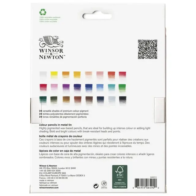 WINSOR & NEWTON Studio Collection Crayons Couleur X24 Boite Metal