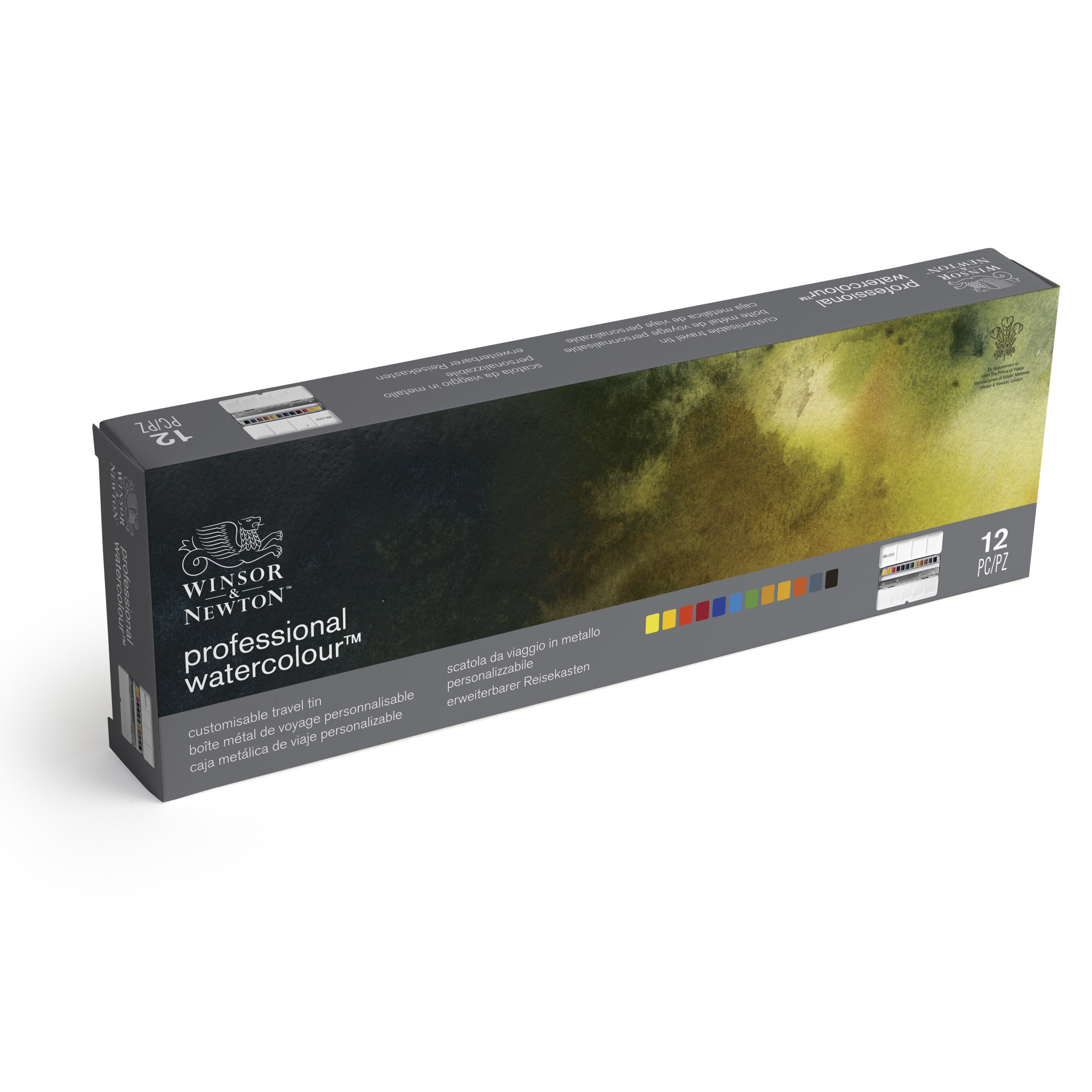 WINSOR & NEWTON Pro Watercolour 12 Hp Boite Metal Voyage Personnalisable
