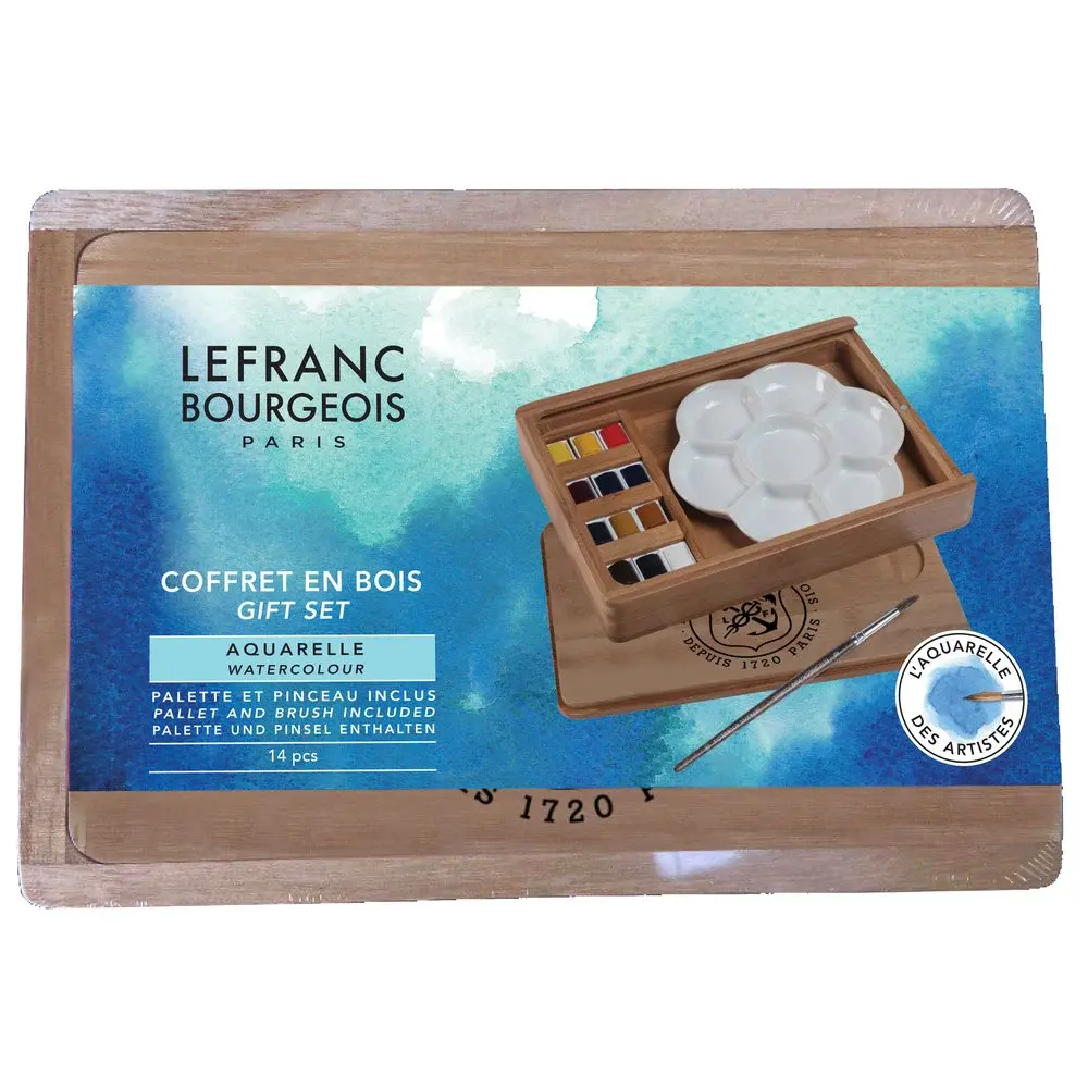 LEFRANC BOURGEOIS Fine Aquarelle Coffret Bois 12 H/Pan+Accessores