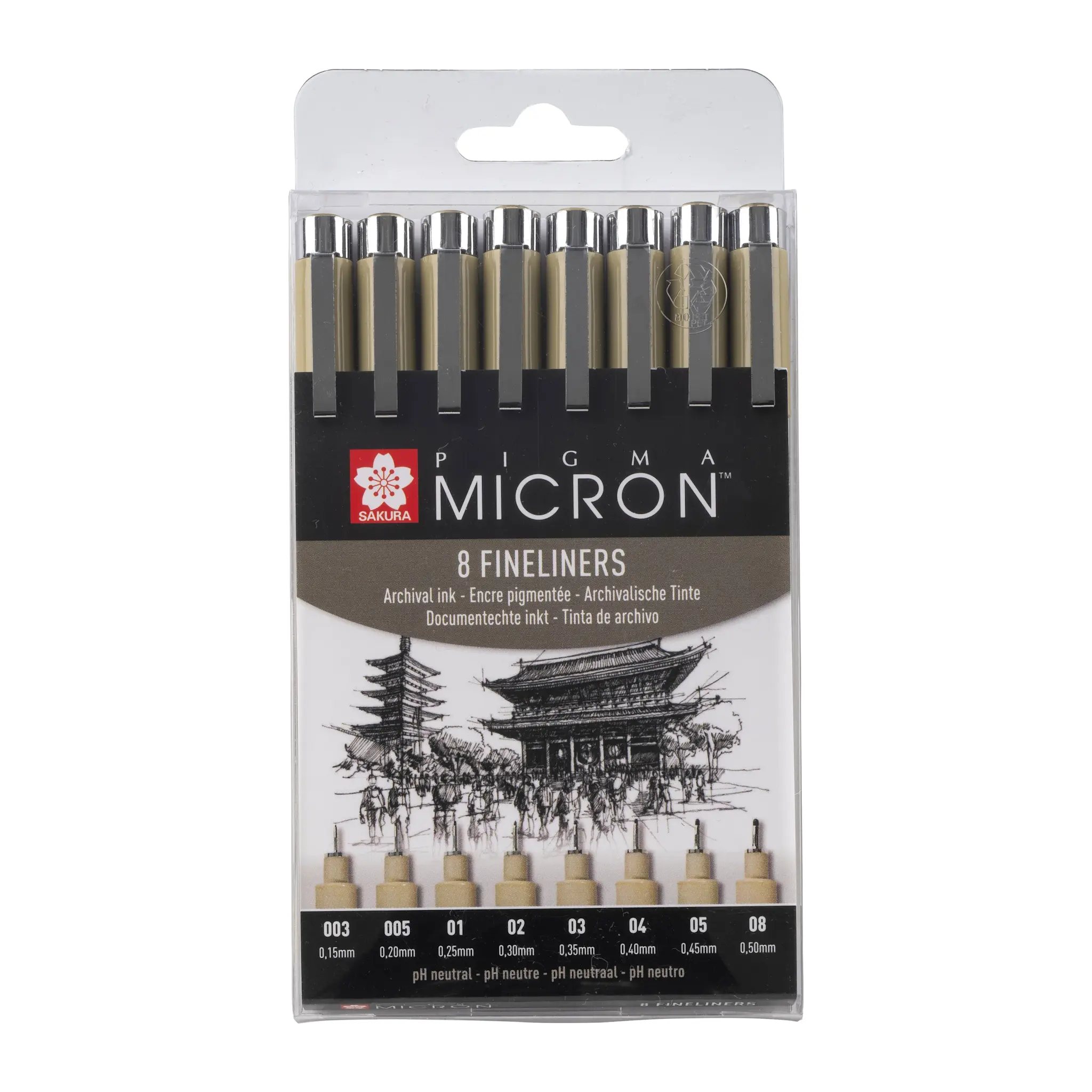 SAKURA Étui De 8 Fineliners Noirs Pigma Micron