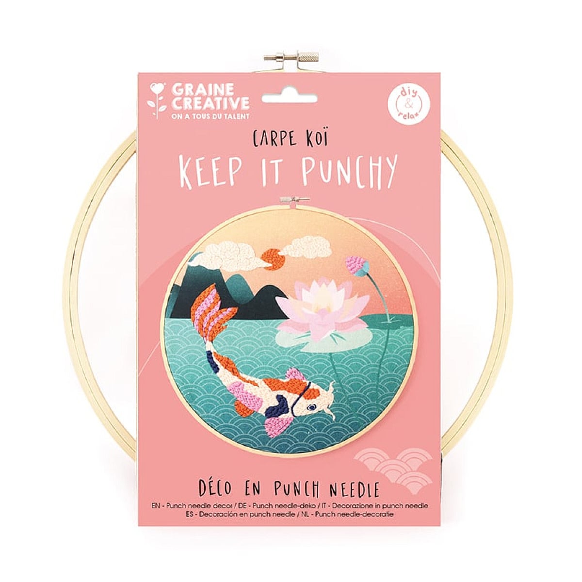 GRAINE CREATIVE Kit Punch Needle Carpe Koi Ø250 Mm
