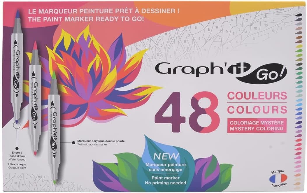 OZ Graph'It Go Set De 48 Marqueurs Acrylique Coloriage Mystère
