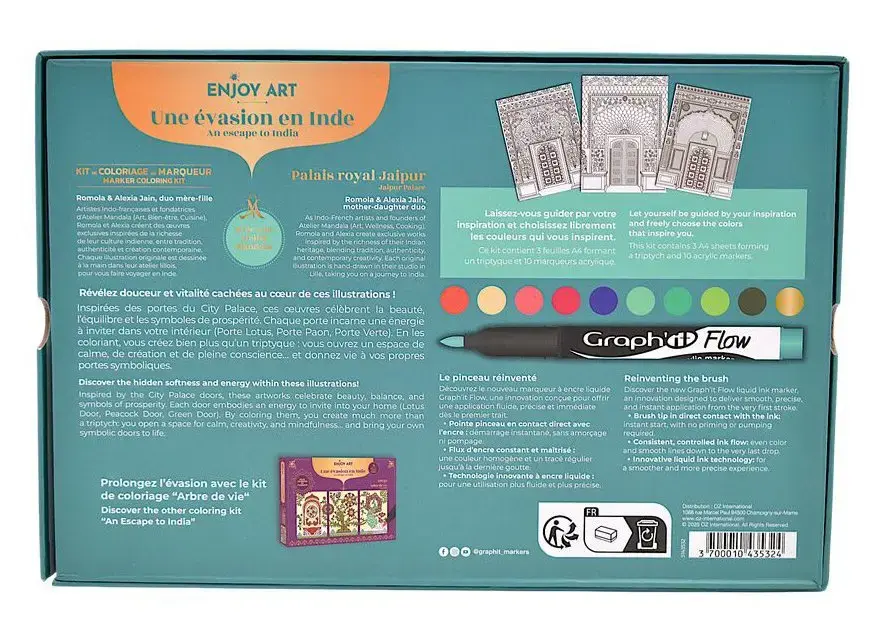 ENJOY ART Enjoy Art Kit Coloriage Aux Marqueurs Atelier Mandala - Portes De Temple