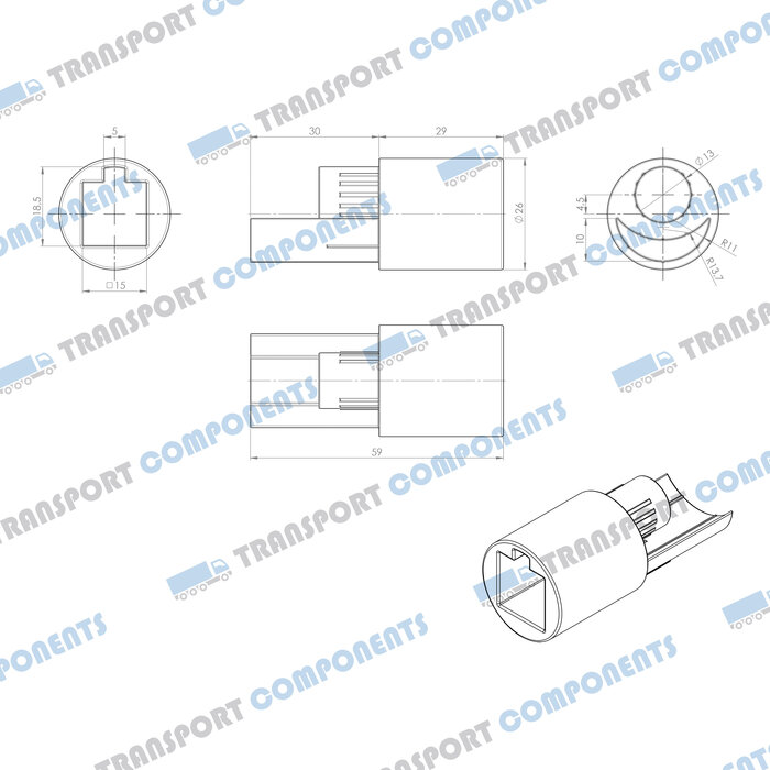 Bottom adaptor 27mm [square drive]