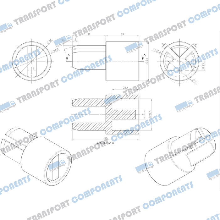 Onderadapter 34mm [sleuf]