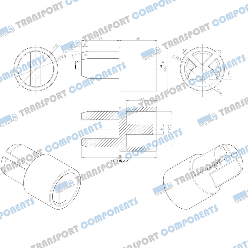 Bottom adaptor 34mm [slot]