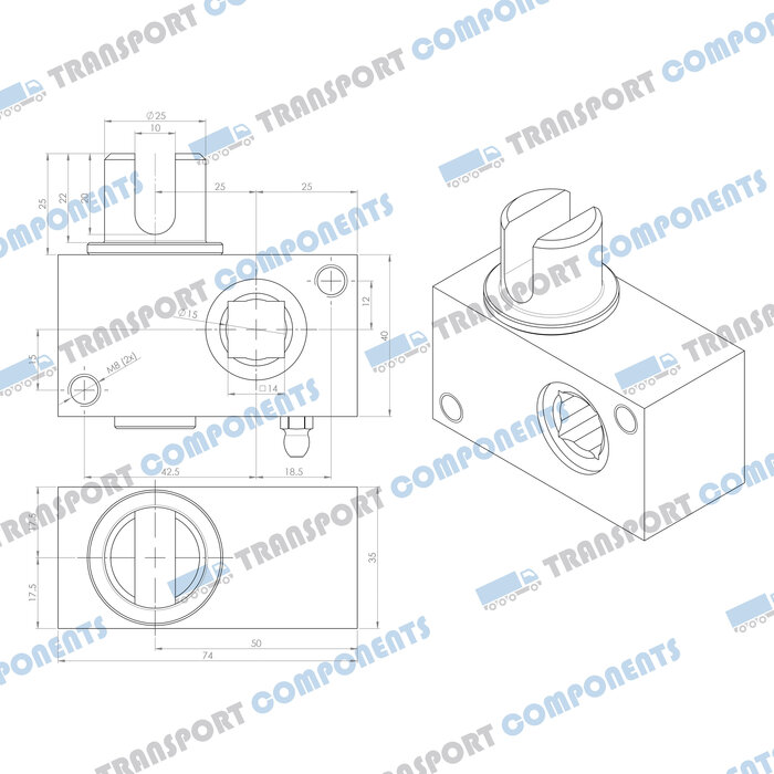 R30 worm clamping box, outgoing slot