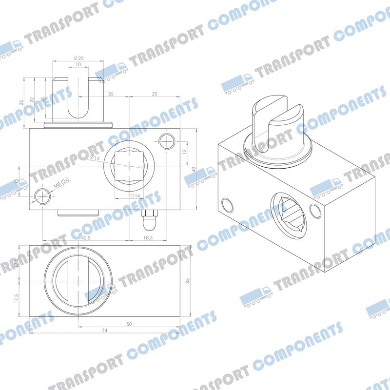 R30 worm clamping box, outgoing slot