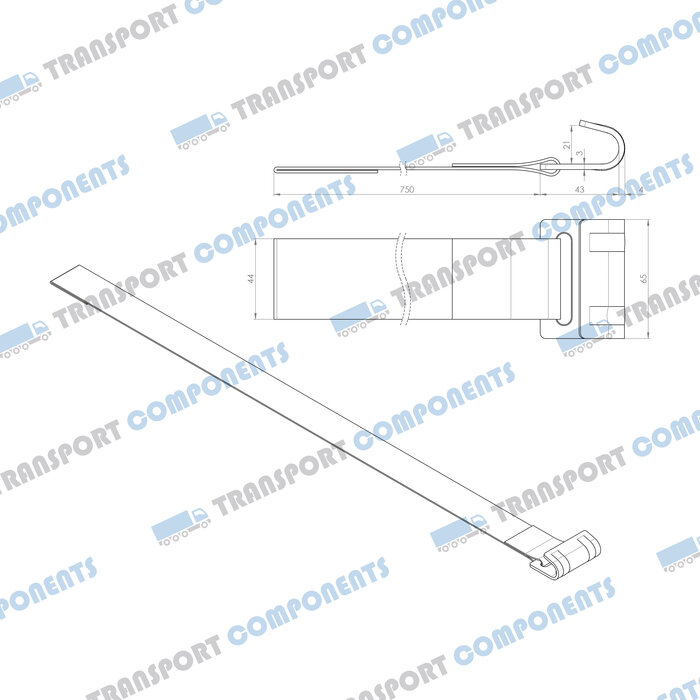 Gray band with flat stainless steel hook