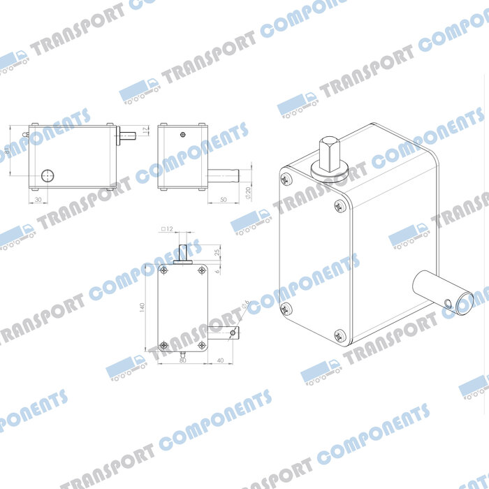 Worm gearbox 80x140x95