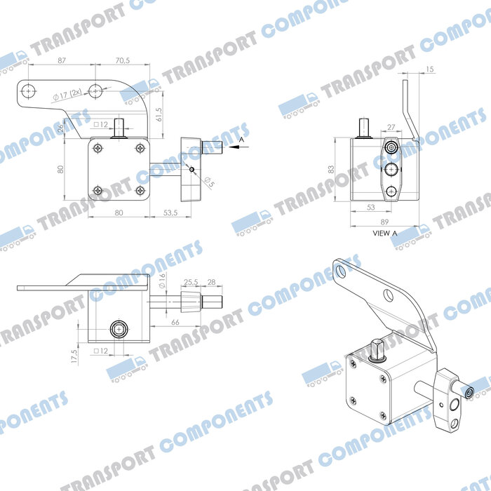 Spanngetriebe 80x80x89