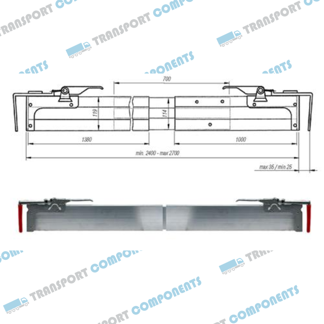 Robuuste en lichtgewicht ladingstang 2400–2700 mm