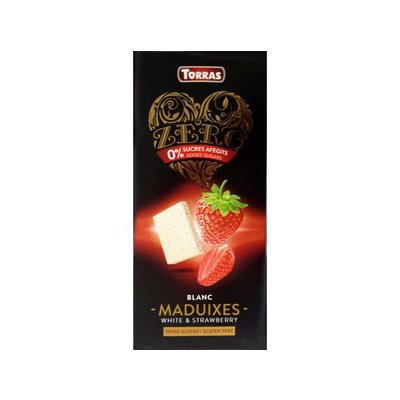 Torras Zero! Witte chocolade met aardbeien 1pc zonder toegevoegde suikers