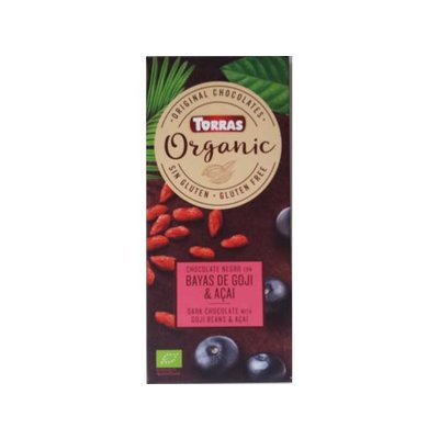 Torras Biologische pure chocolade met goji bessen en acai poeder 1pc