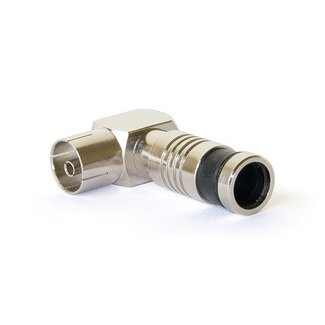 Compression coax connector angled female