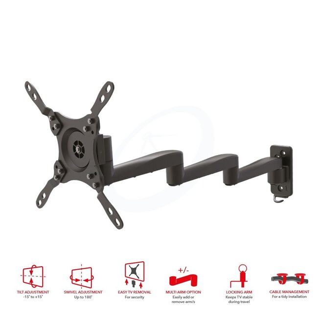 OMP M7441 - 13 tot 40" Universele Tv steun - 3, 2 of 1 Arm Design met Dubbele slot