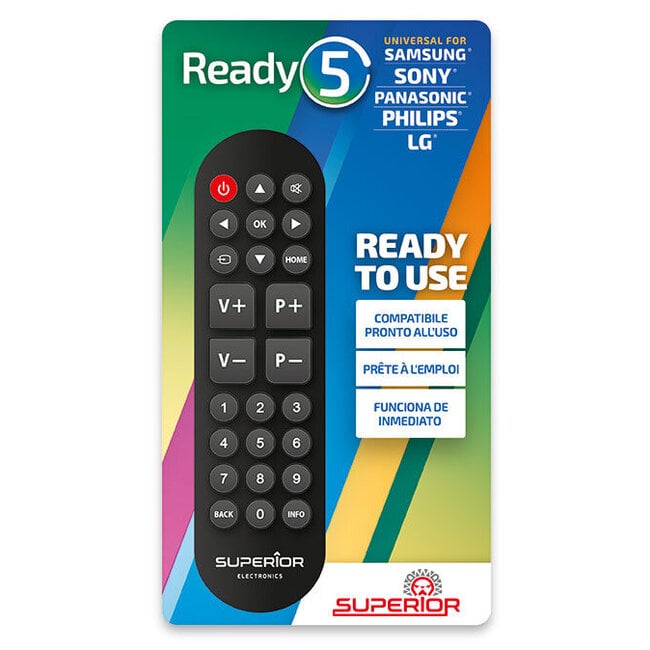 Universal Remote Control Ready5 for LG, Samsung, Sony, Panasonic, and Philips TVs