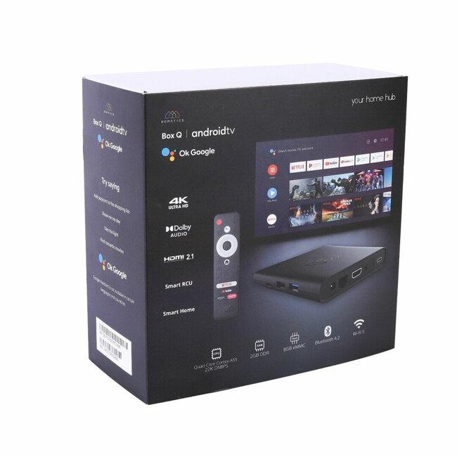 Homatics Box Q 4K Mediaspeler met Chromecast - Android TV 10 - Google Assistent