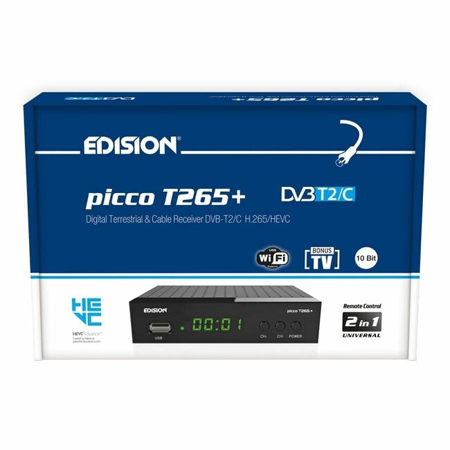 Edision Picco T265+ LED DVB-T2/C H.265 FTA Ziggo/KPN