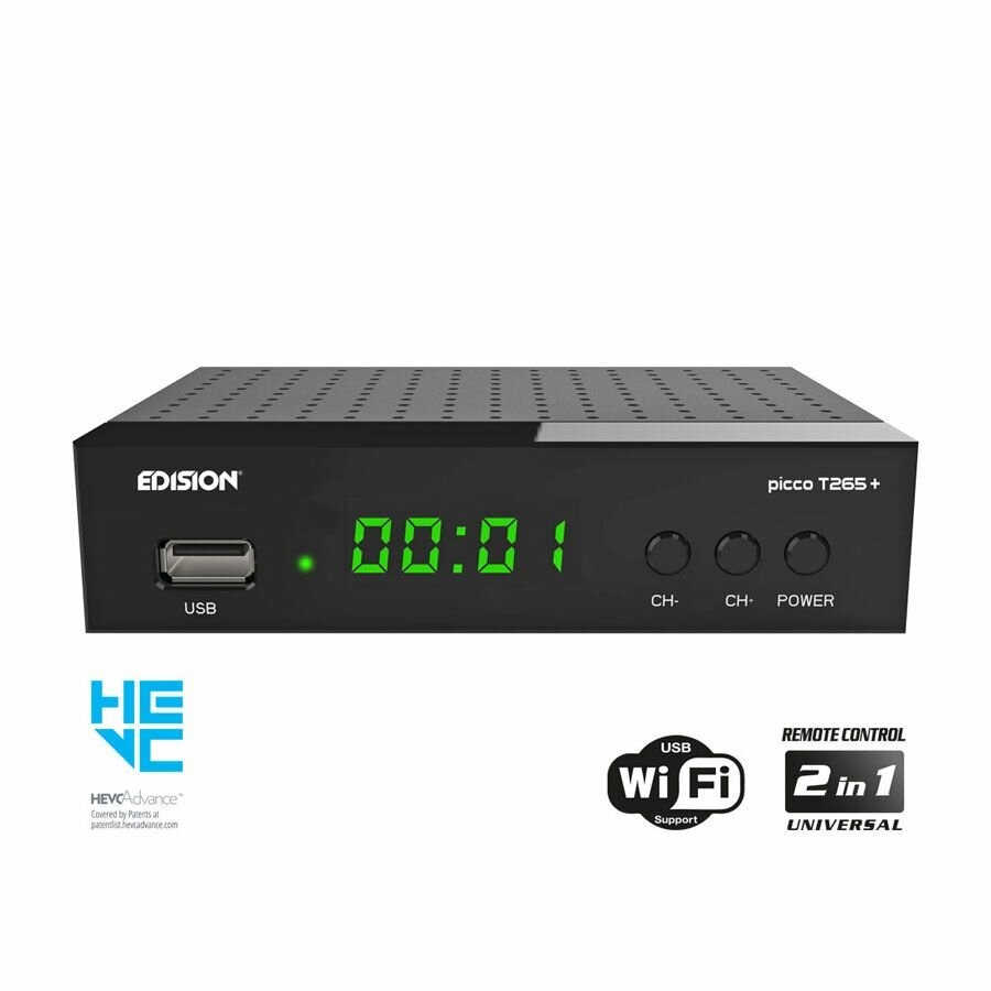 Edison Edision Picco T265+ LED DVB-T2/C H.265 FTA Ziggo/KPN