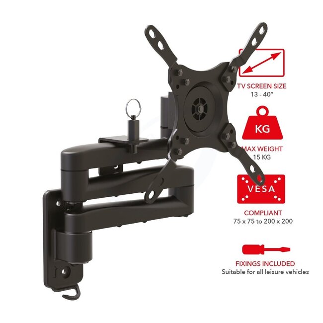 OMP M7441 - 13 tot 40" Universele Tv steun - 3, 2 of 1 Arm Design met Dubbele slot