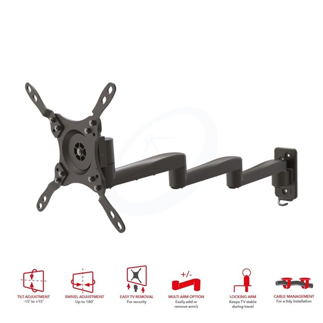 OMP M7441 - 13 tot 40" Universele Tv steun - 3, 2 of 1 Arm Design met Dubbele slot