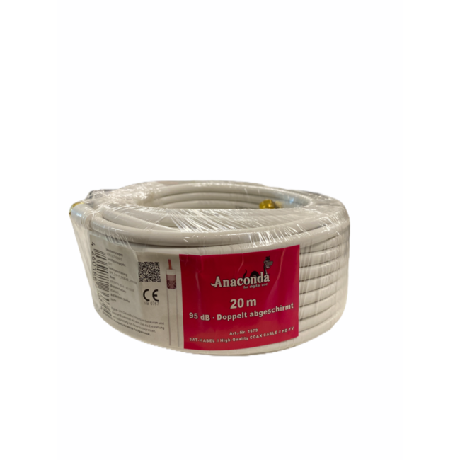 20 meter coax kabel met 2 f-connector stekkers