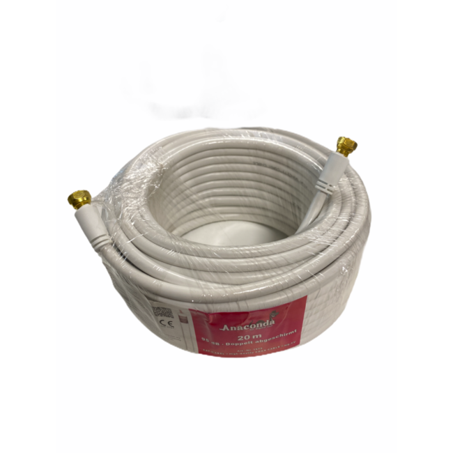 20 meter coax kabel met 2 f-connector stekkers