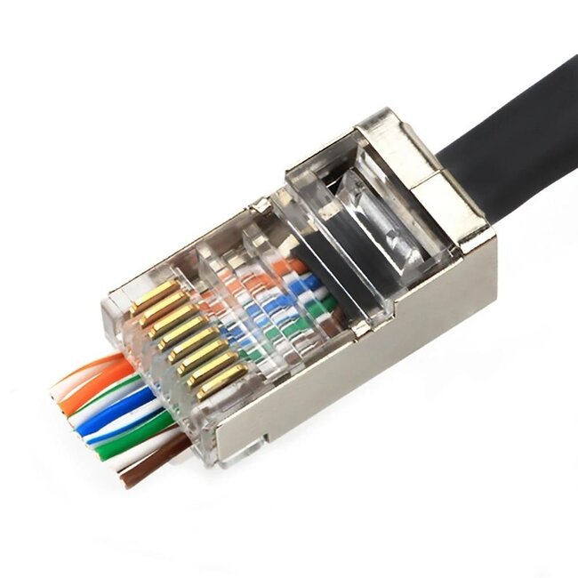 Cat6 RJ45 Stekkers met doorsteek - 100 stuks - metaal afgeschermd