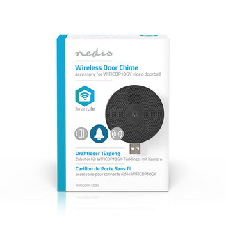 Nedis SmartLife Gong Wi-Fi WIFICDP10GY USB Gevoed 4 geluiden 5 V DC Instelbaar volume Zwart