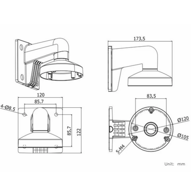 Hikvision DS-1272ZJ-120 - Camera houder wand wit