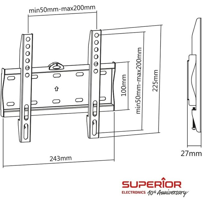 Superior TV Wall Bracket 23-42 inches Fixed