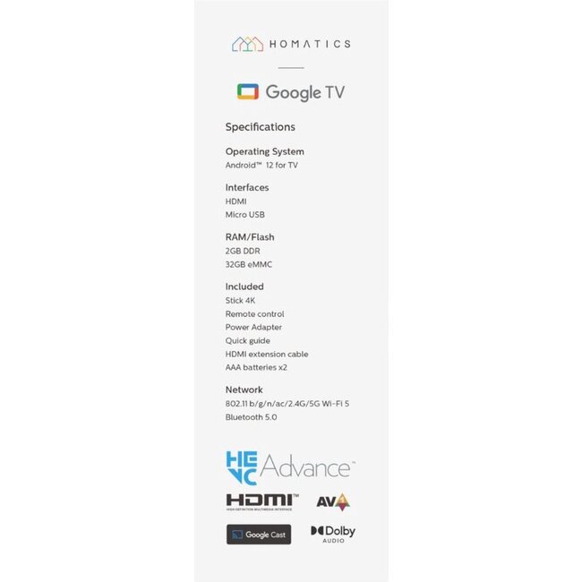 Homatics Google TV Stick 4K UHD – Chromecast