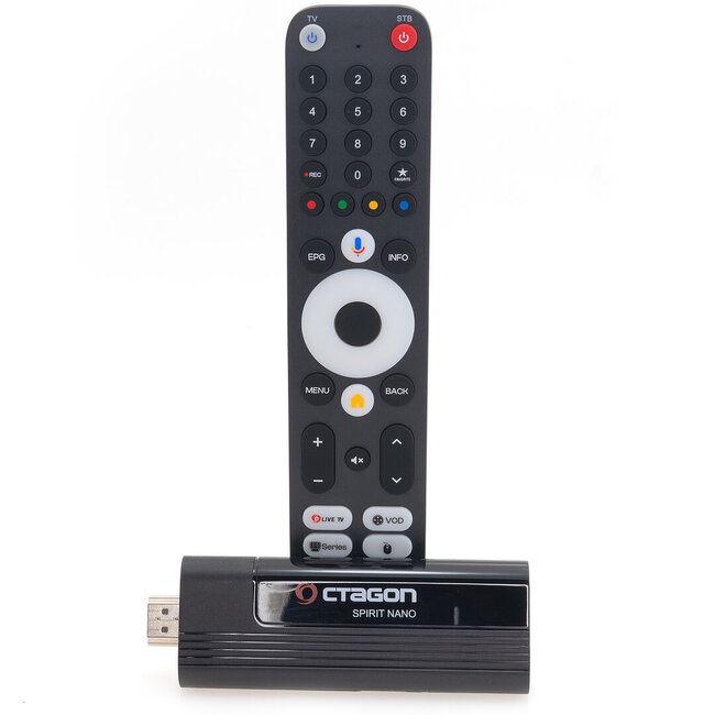 OCTAGON SPIRIT NANO 4K UHD HDR10+ ANDROID TV Stick OTT MEDIA STREAMING 5G WLAN BT RCU