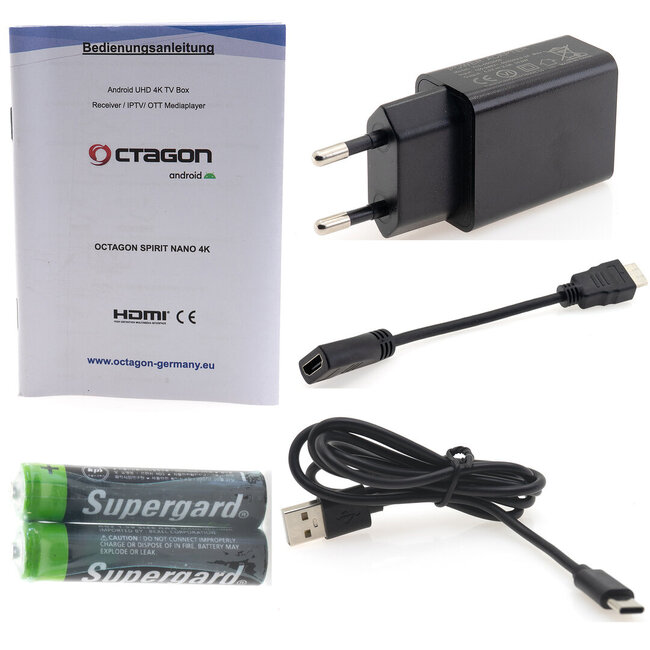 OCTAGON SPIRIT NANO 4K UHD HDR10+ ANDROID TV Stick OTT MEDIA STREAMING 5G WLAN BT RCU