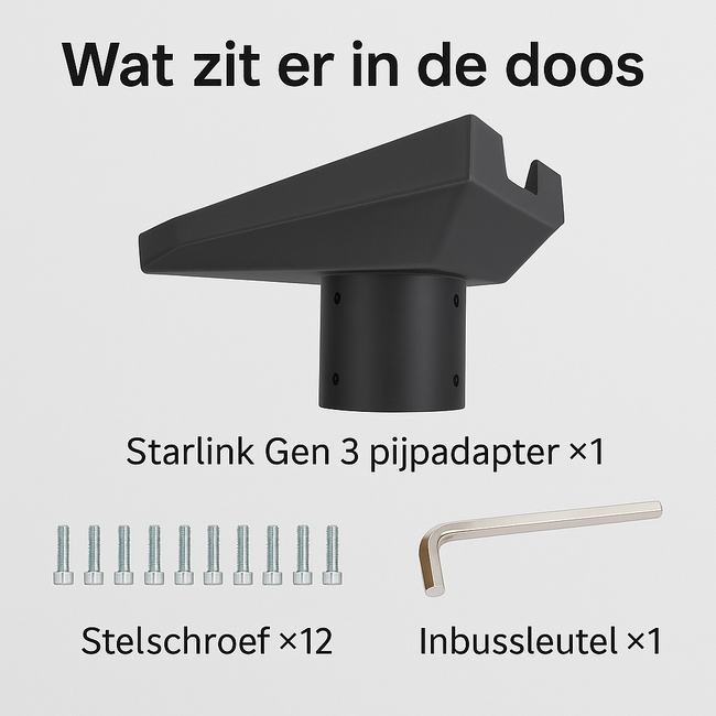 Universele Pijpadapter geschikt voor Starlink Gen 3 & Gen 4 – Paalmontage – Grijs