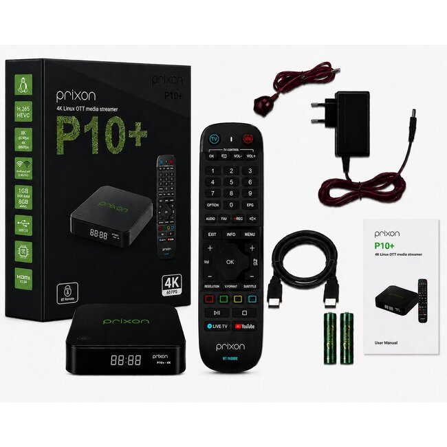 Prixon P10+ 4K Linux OTT Media speler BT Remote