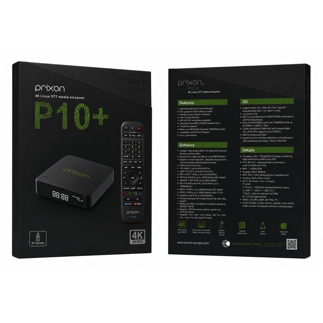 Prixon P10+ 4K Linux OTT Media speler BT Remote