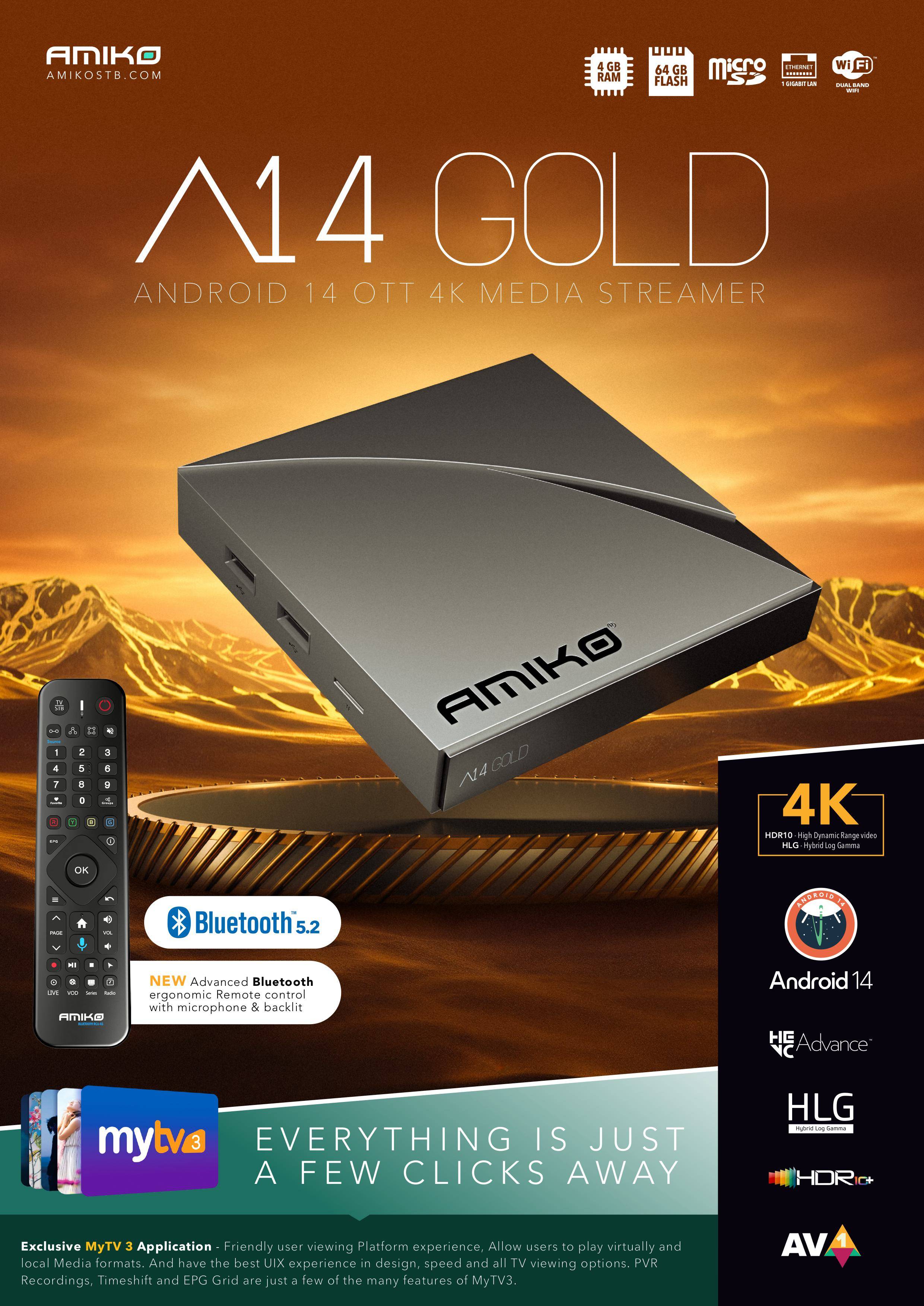 Nieuw Mytv3! Amiko A14 Gold OTT en Xsarius Avant 4+ Ultra