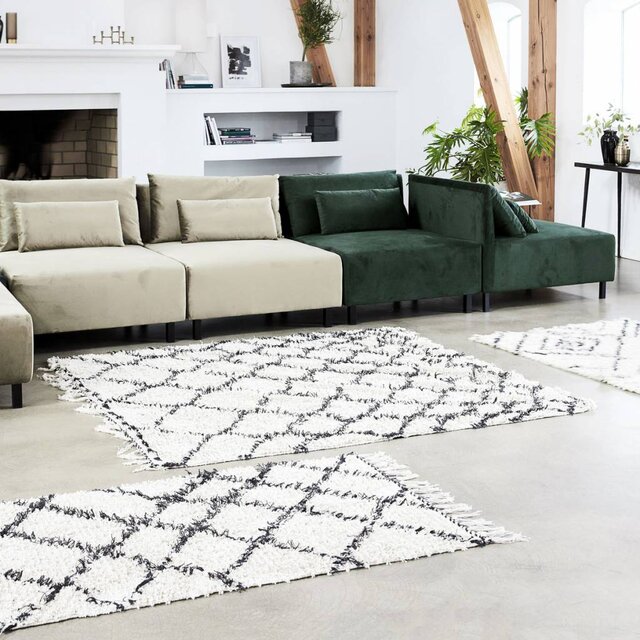 House Doctor Zena rug 180x180 cm cotton white and black
