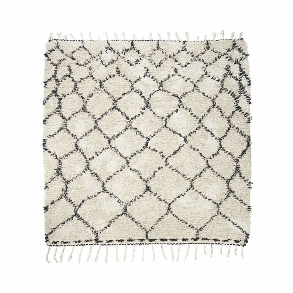 House Doctor Zena rug 180x180 cm cotton white and black