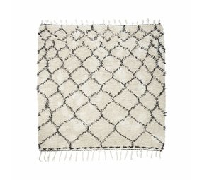 House Doctor Zena tapis 180x180 cm en coton blanc et noir