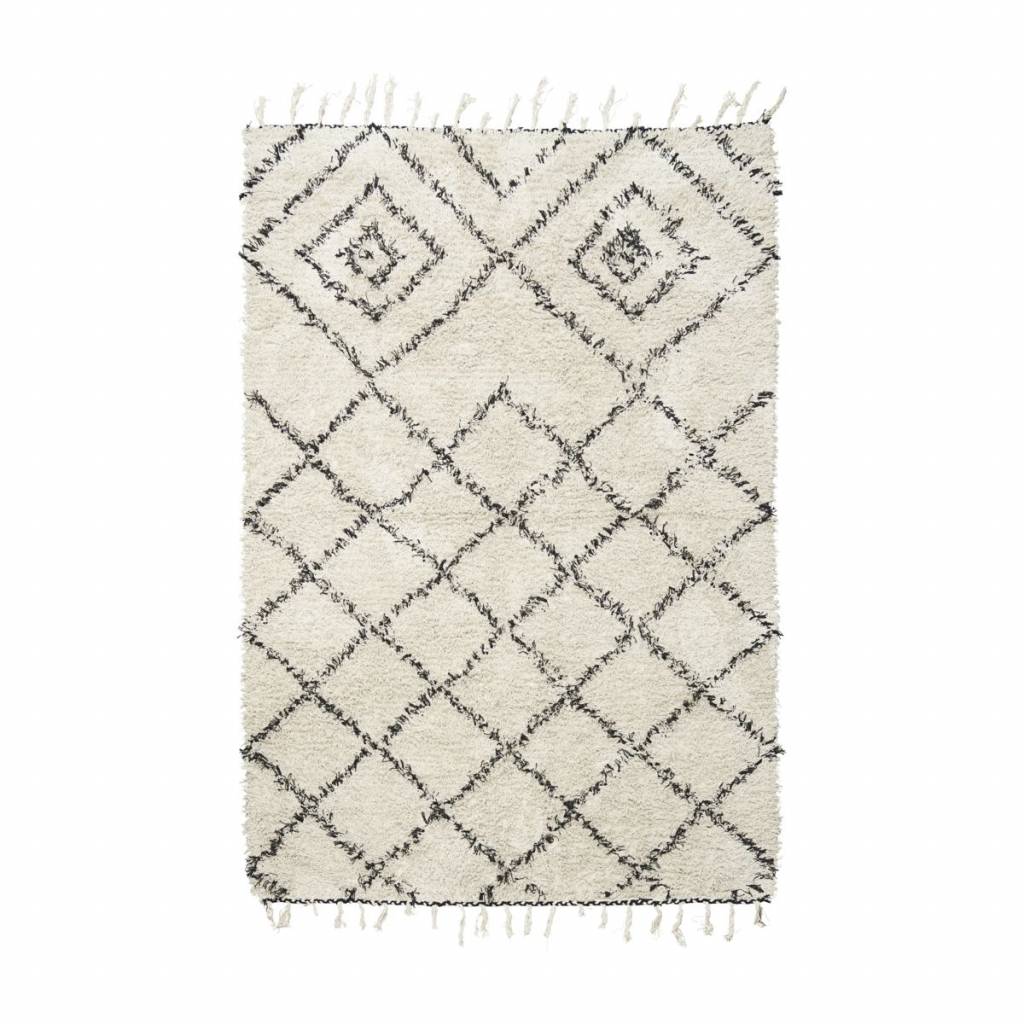 House Doctor Kuba tapis 140x200 cm en coton blanc et noir