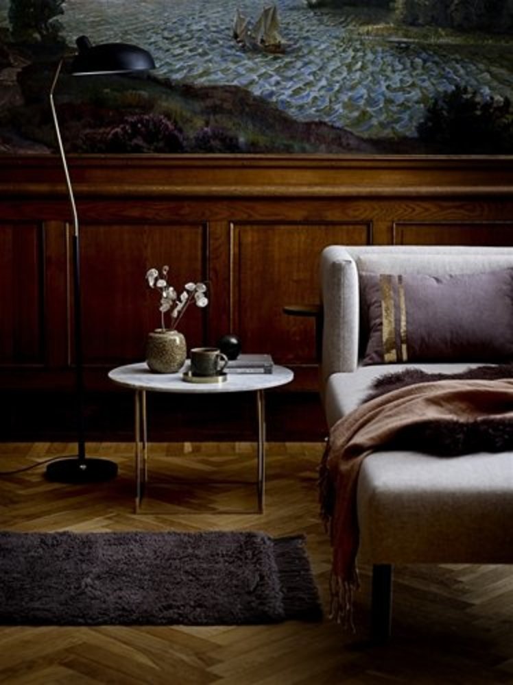 Bloomingville Gulvlampe, svart metall med gull finish